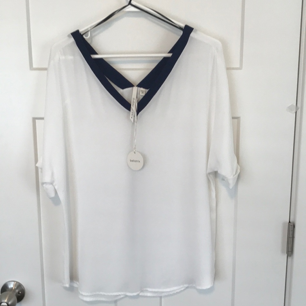 Bellatrix White V Neck Oversized Blouse