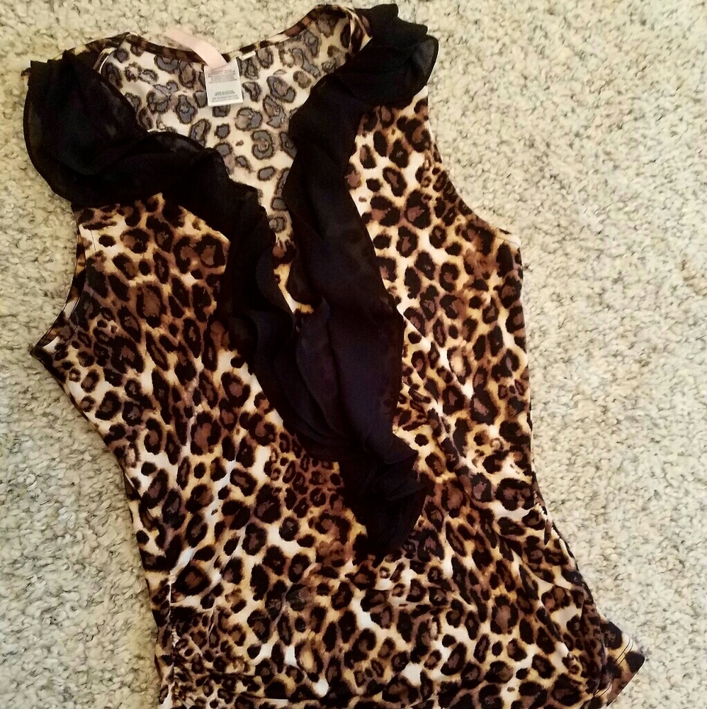 Short Sleeved Cheetah Print Blouse