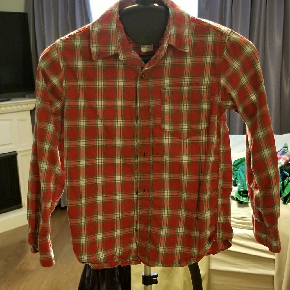 Red plaid button down
