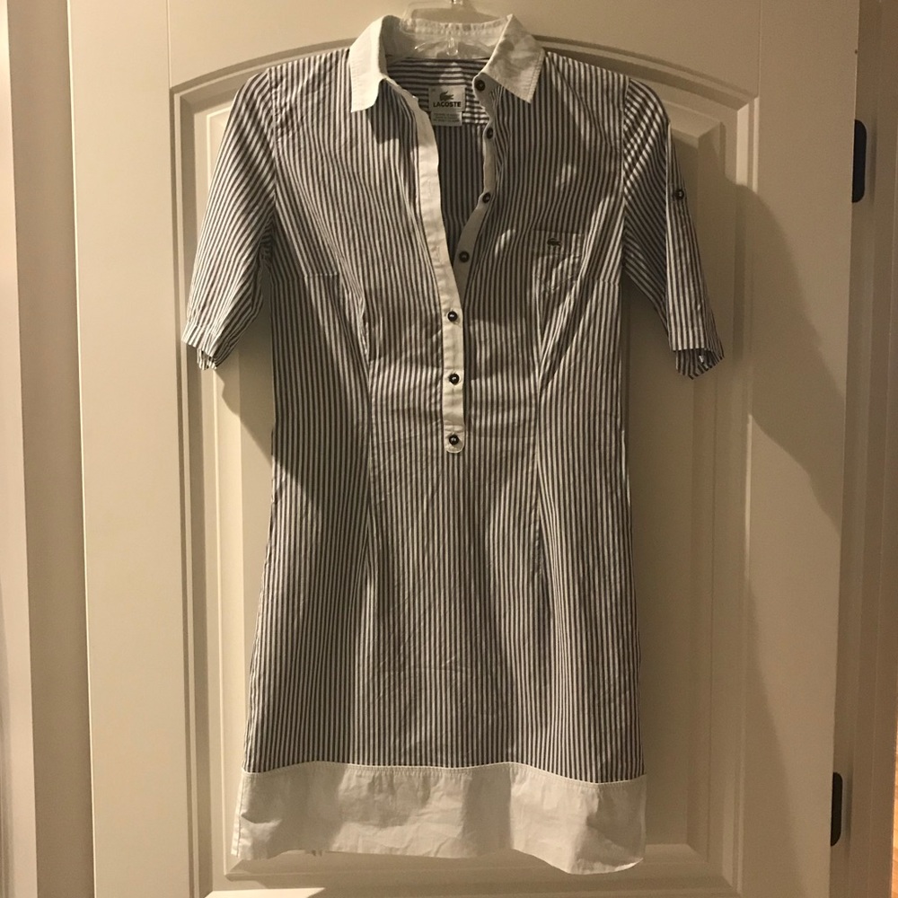 Lacoste Shirtdress 36 Blue and White Jcrew Polo