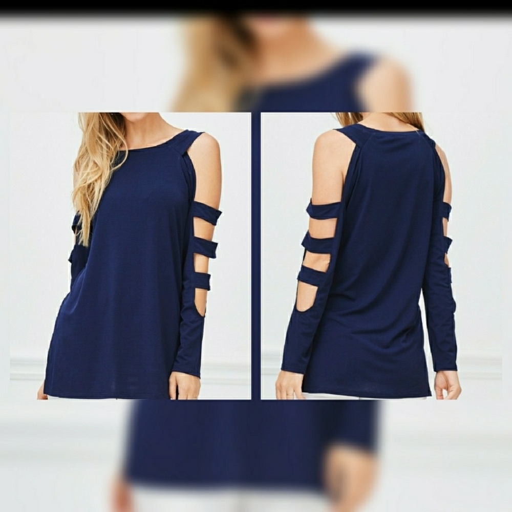 Royal Blue Cutout Longsleeve Top