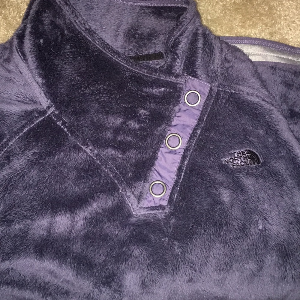 North face fuzzy jacket, gently used, purple