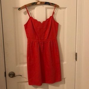 J.Crew coral scallop dress