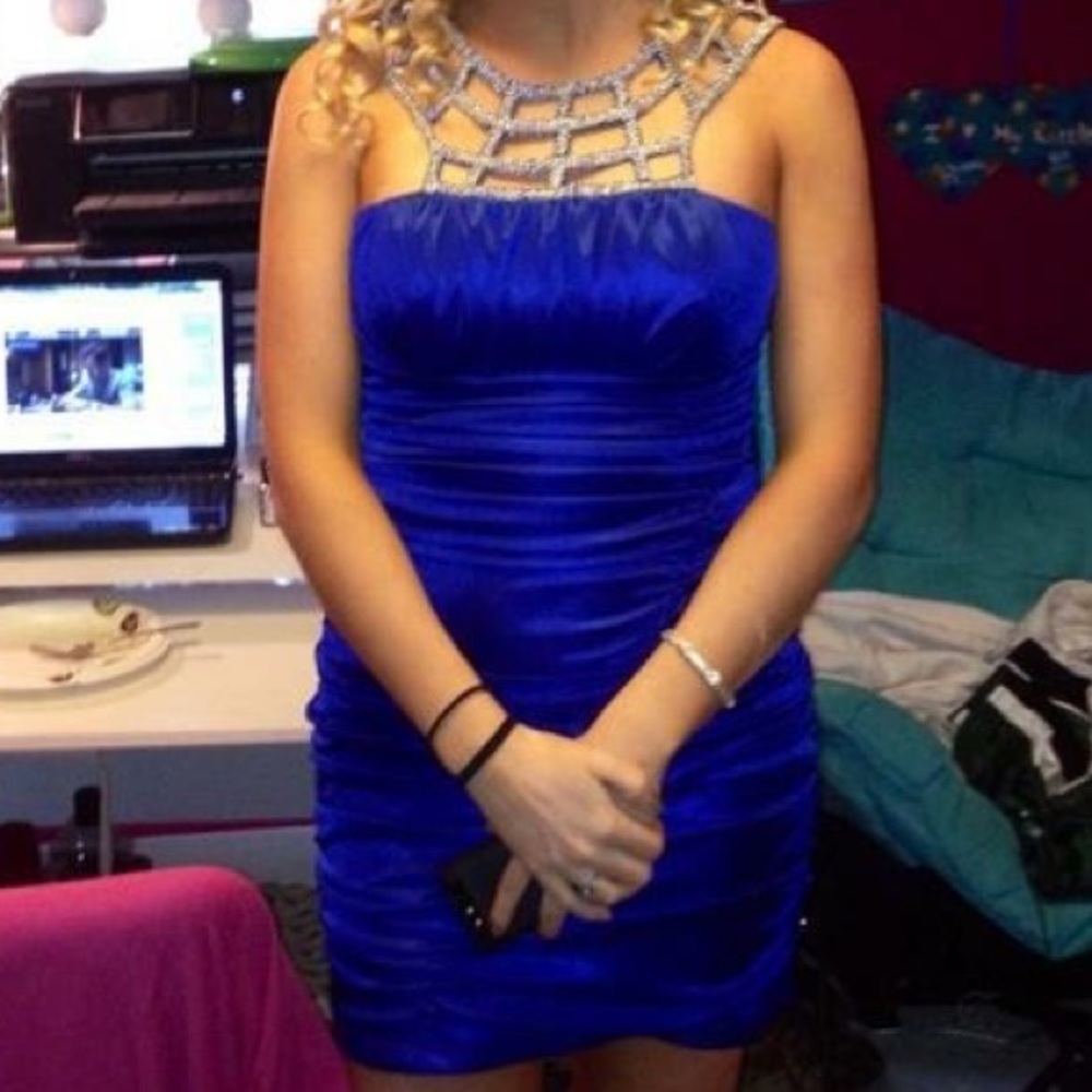 Royal Blue Above Knee Length Dress by Teeze Me