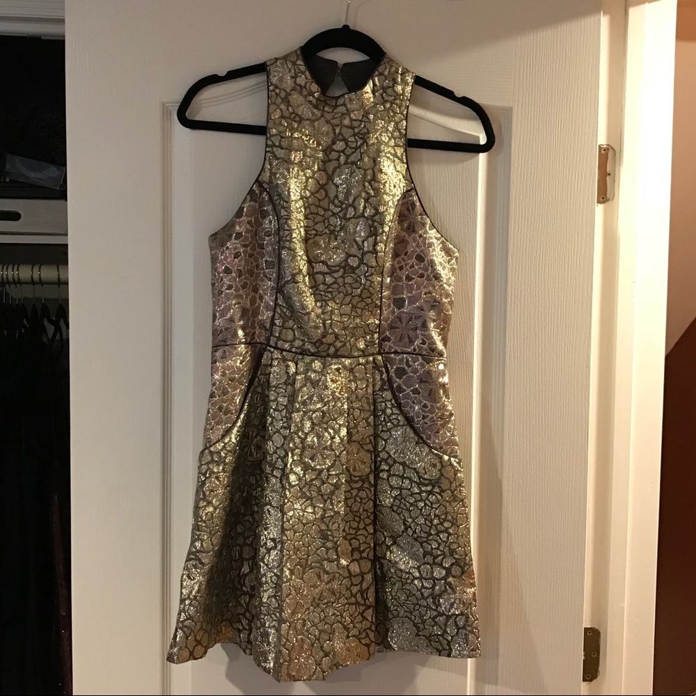 Urban Outfitters metallic jacquard dress size 4