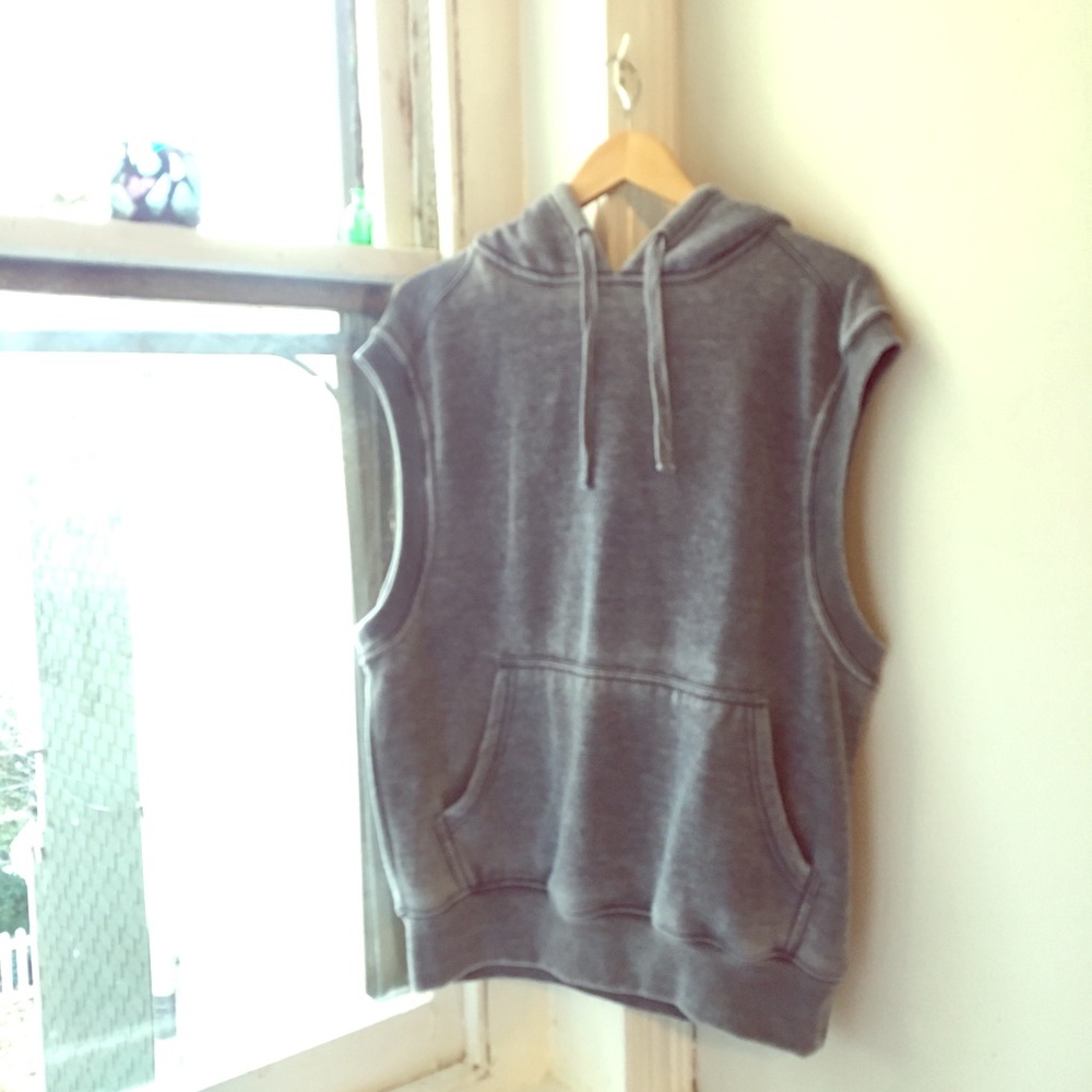 Mens Sleeveless Hoodie Heather Blue Small 🚹