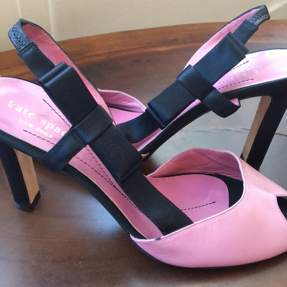 Kate Spade New York Sling back pink black bow 7.5