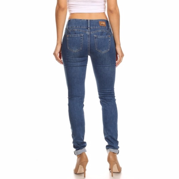 Skinny Jeans destroyed plaid patchwork - Picture 2 of 6