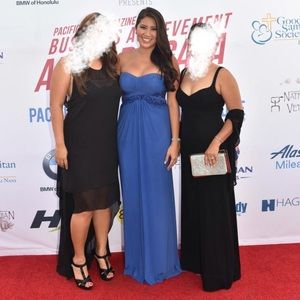 Blue strapless gown winter formal prom dress