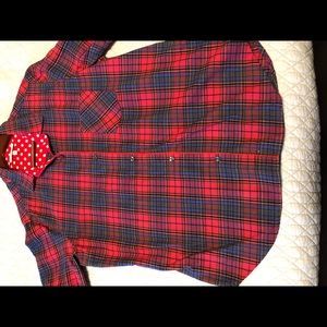 Victoria’s Secret Red Striped Flannel Sleep Shirt