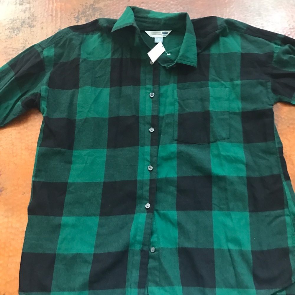 Old navy green buffalo print button down.