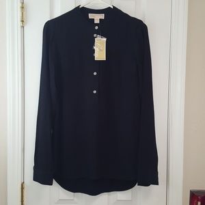 Michael Kors navy blue long sleeve blouse