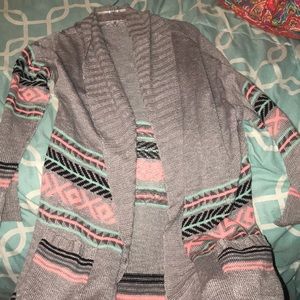 Grey, Blue, Pink & Black thin cardigan