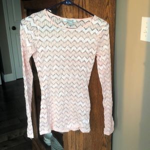 Pink lace long sleeve shirt