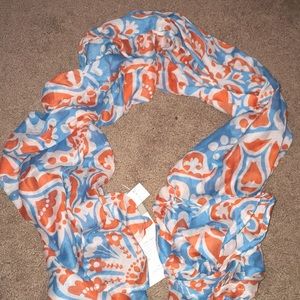 Blue and orange patterned scarf