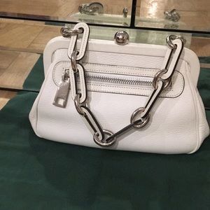 Michael Kors White Leather Chain Purse