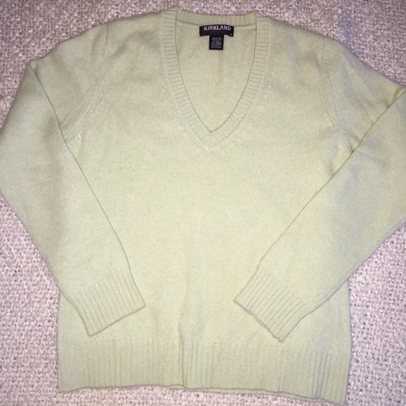 KIRKLAND 100% cashmere V-neck lt green sweater - Picture 1 of 7