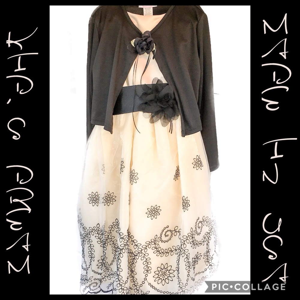 Kid's Dream Champagne Embroidered Dress/Bolero 10