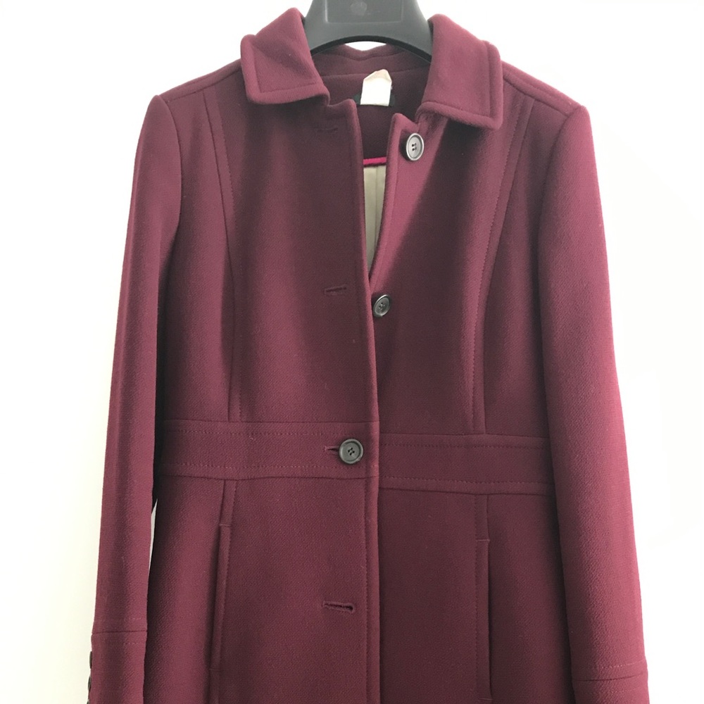 J Crew Lady Day Coat with Thinsulate, 2P, Maroon