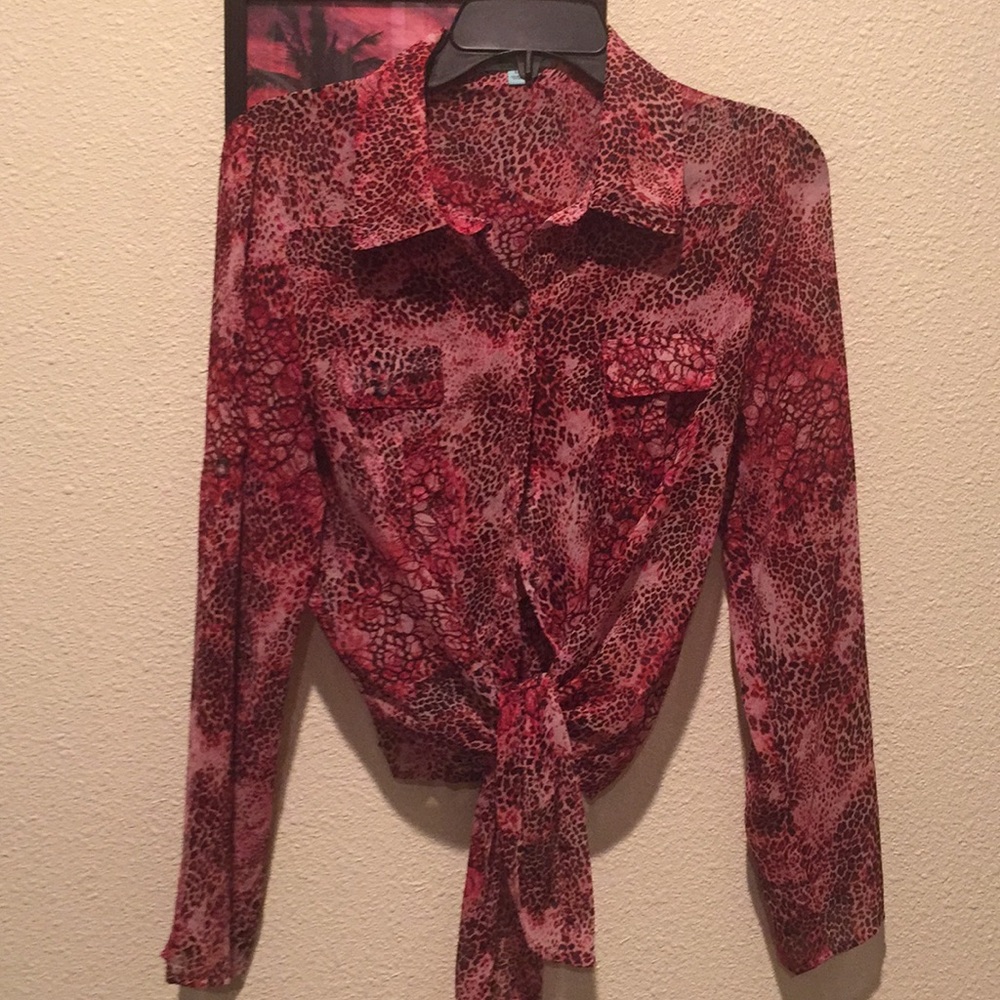 Sheer pink animal print top