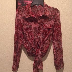 Sheer pink animal print top