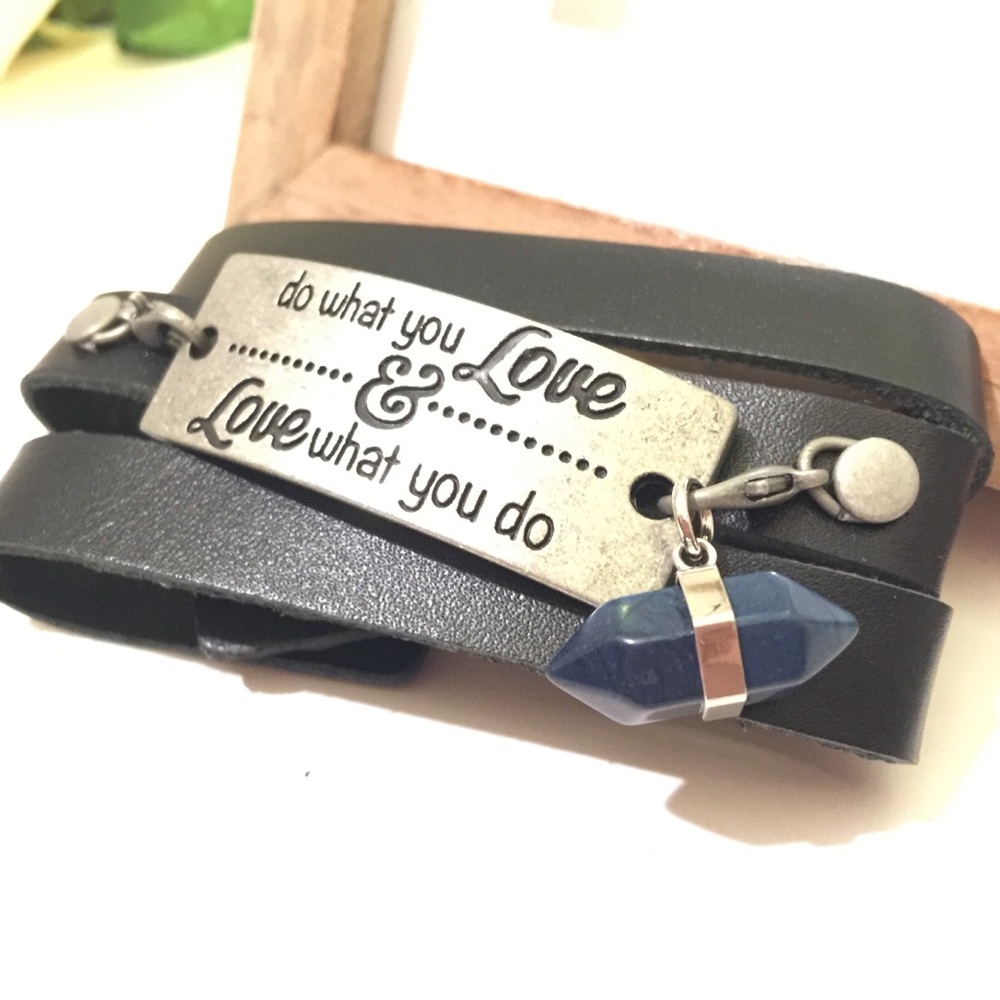 🌟Handmade affirmations leather wrap bracelet