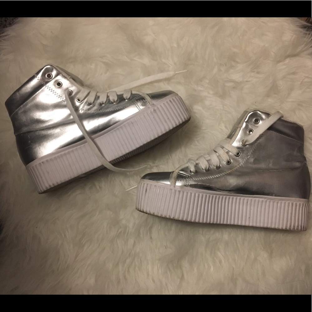 Jeffrey Campbell silver platform sneakers