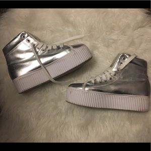 Jeffrey Campbell silver platform sneakers