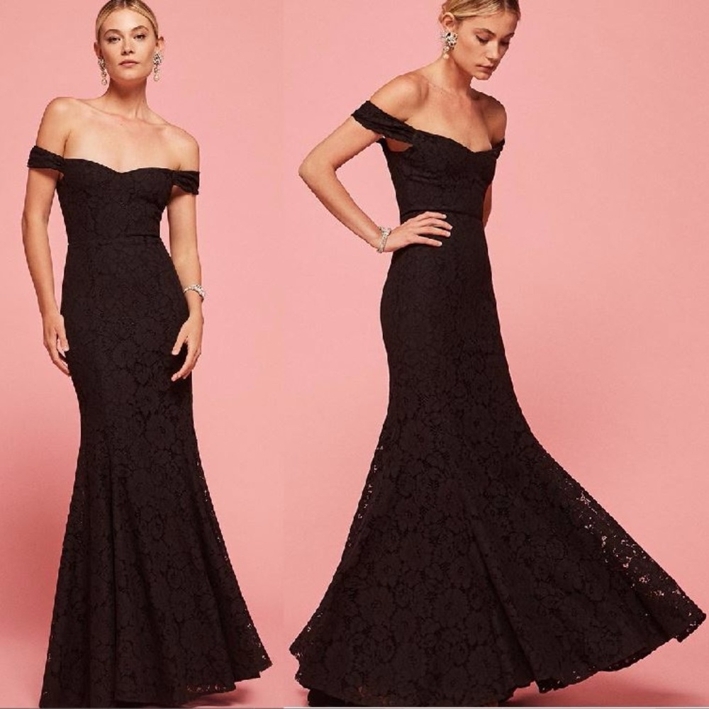 Reformation Black Lace Freesia Dress - BRIDAL
