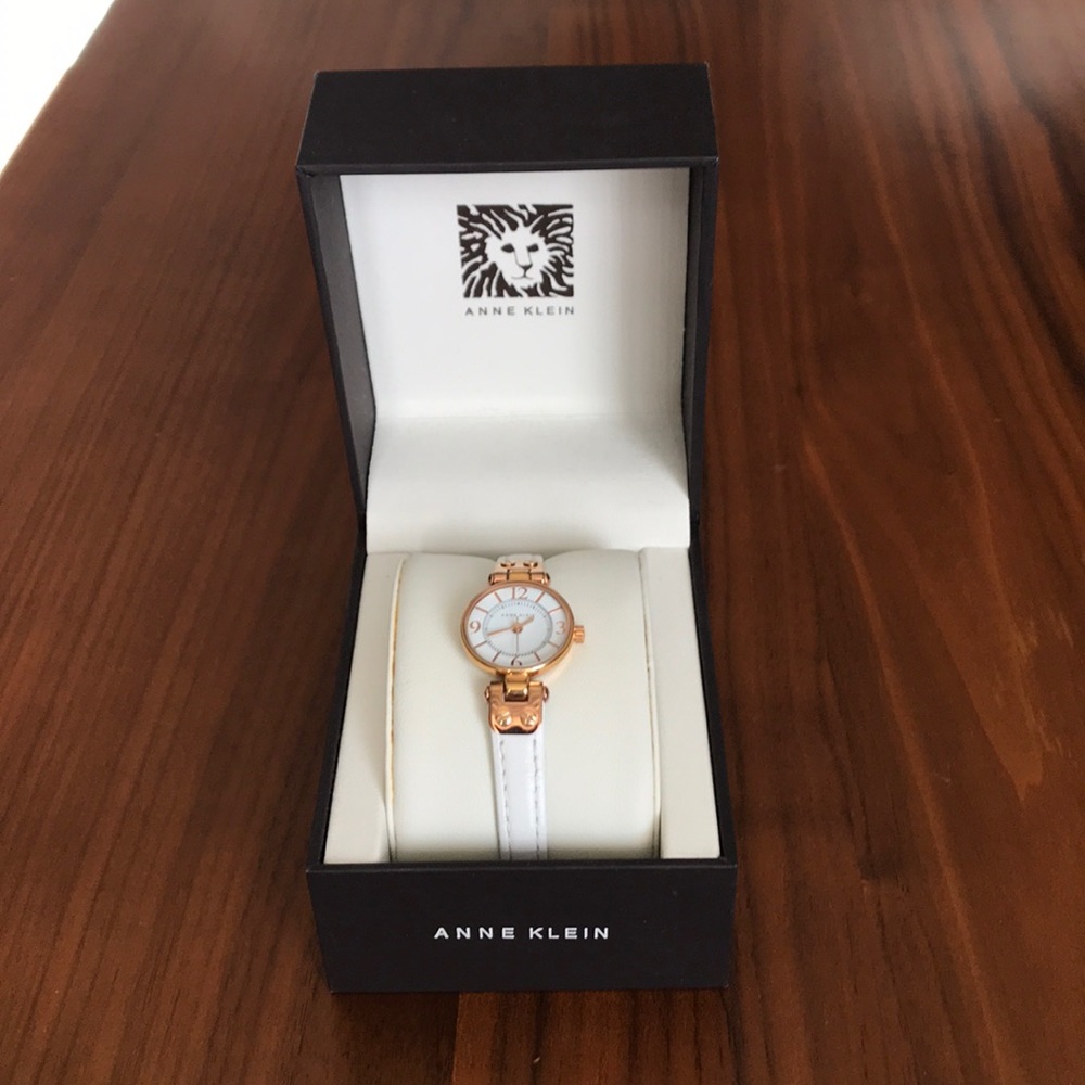 Anne Klein white leather watch