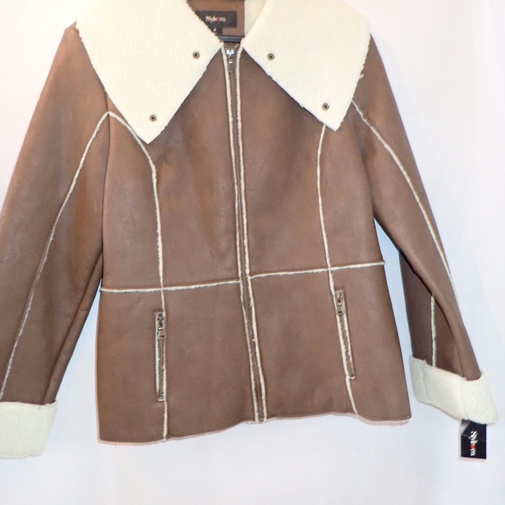 Style & Co. Oversized Collar Faux Shearling Jacket