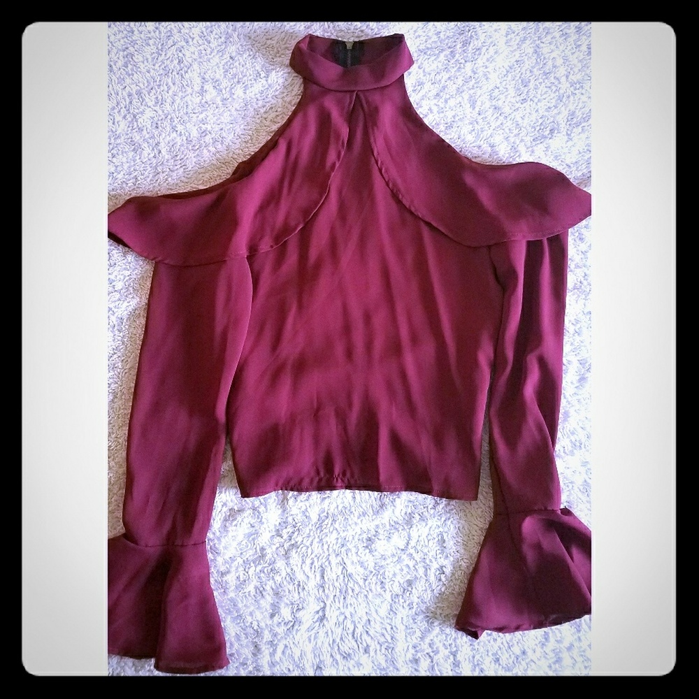 Peekaboo Shoulder Bell Sleeve Top