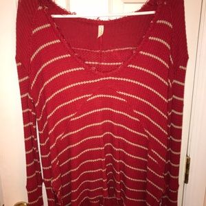 Free People Red Striped Slouchy Sweater