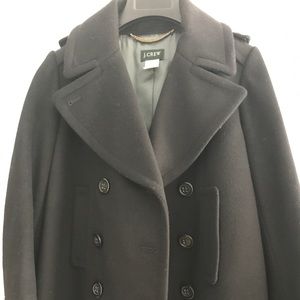 J Crew Black Wool Pea Coat, 2P