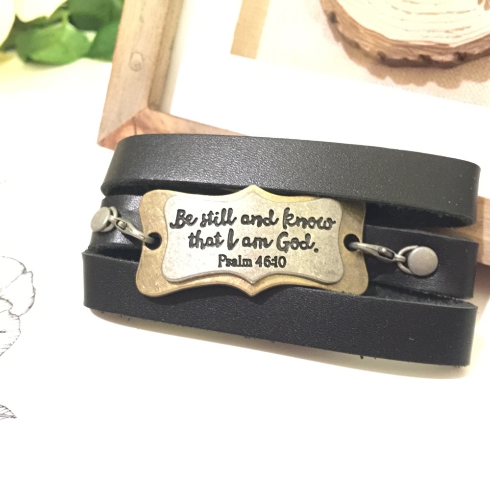 🌺Handmade inspirational leather wrap bracelet🌺