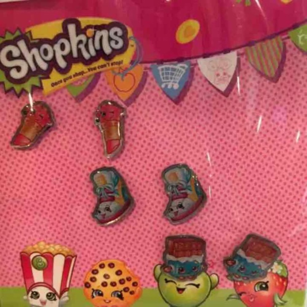 Shopkins Earrings -stud 3 pair