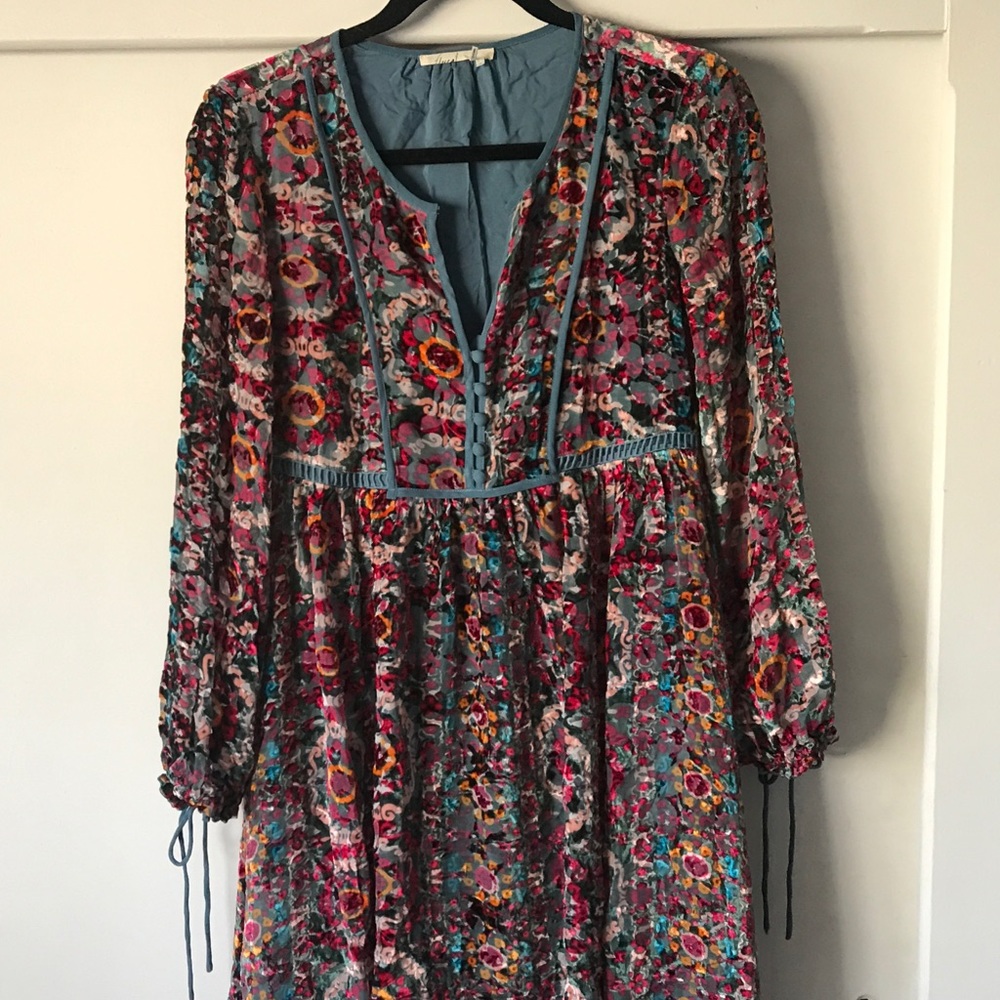 Anthropologie patterned velvet dress