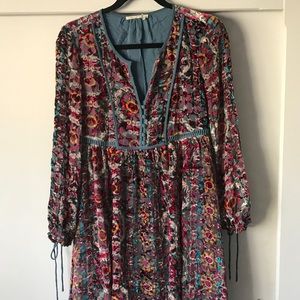 Anthropologie patterned velvet dress