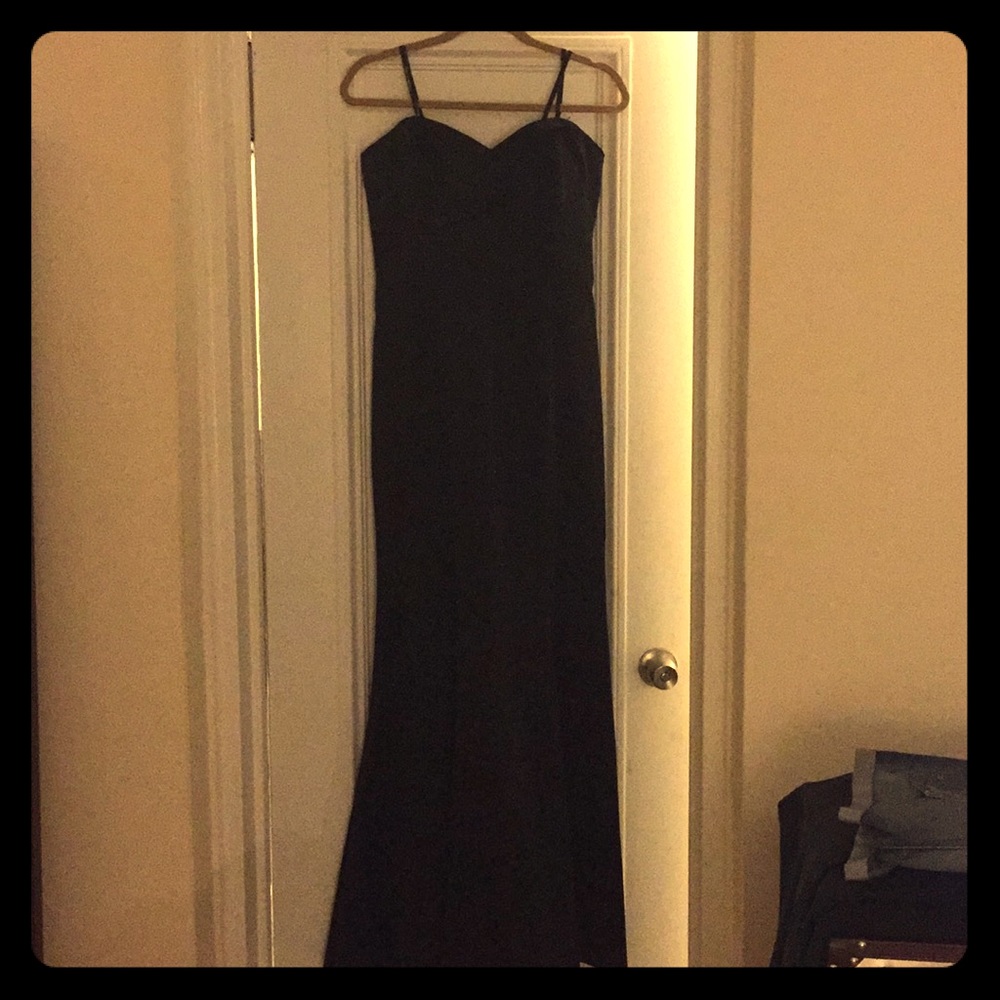 Satin black evening gown