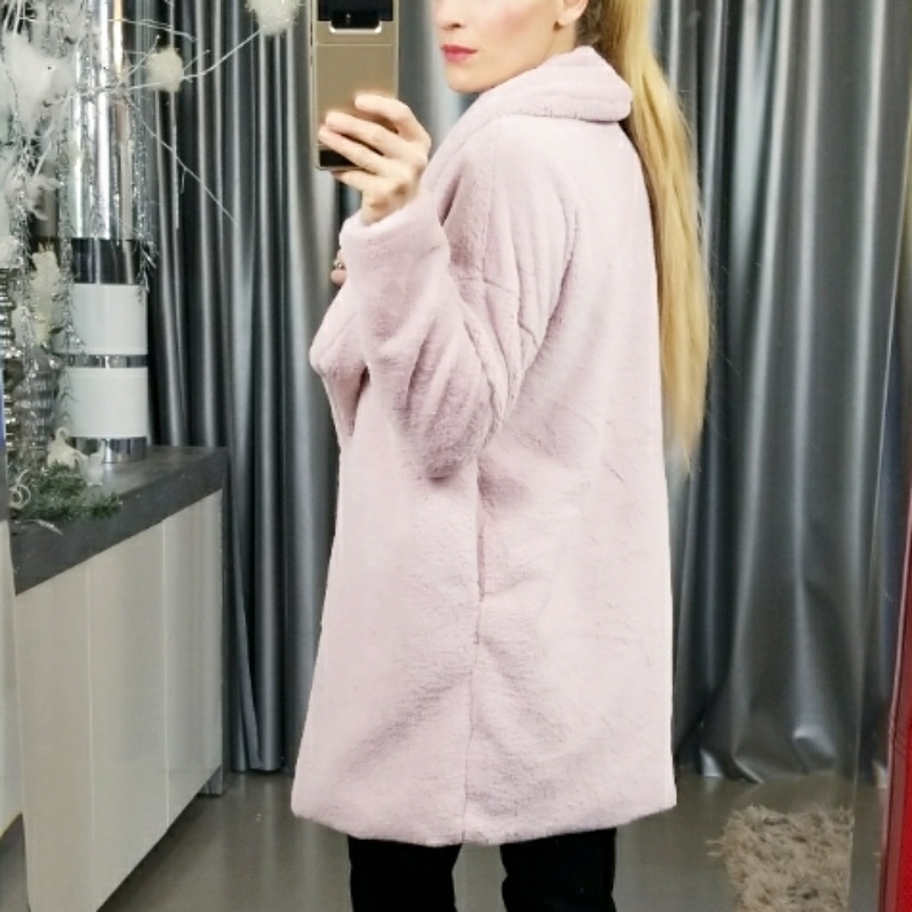 BLUSH PINK FAUX FUR COAT - Picture 4 of 4