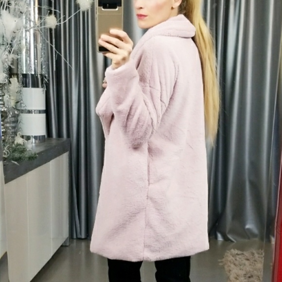 BLUSH PINK FAUX FUR COAT - Picture 4 of 4