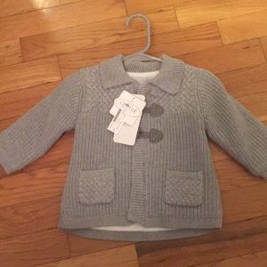 NWT Gray Mayoral Fleece-Lined Cardigan