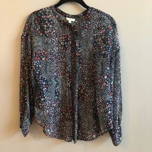 Joie Sheer Silk Floral Print Blouse