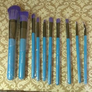 10 piece mac makeup brush set blue