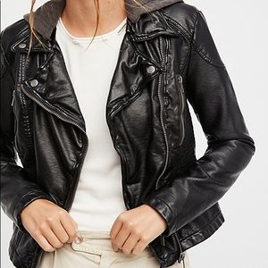 Free People vegan black leather jacket