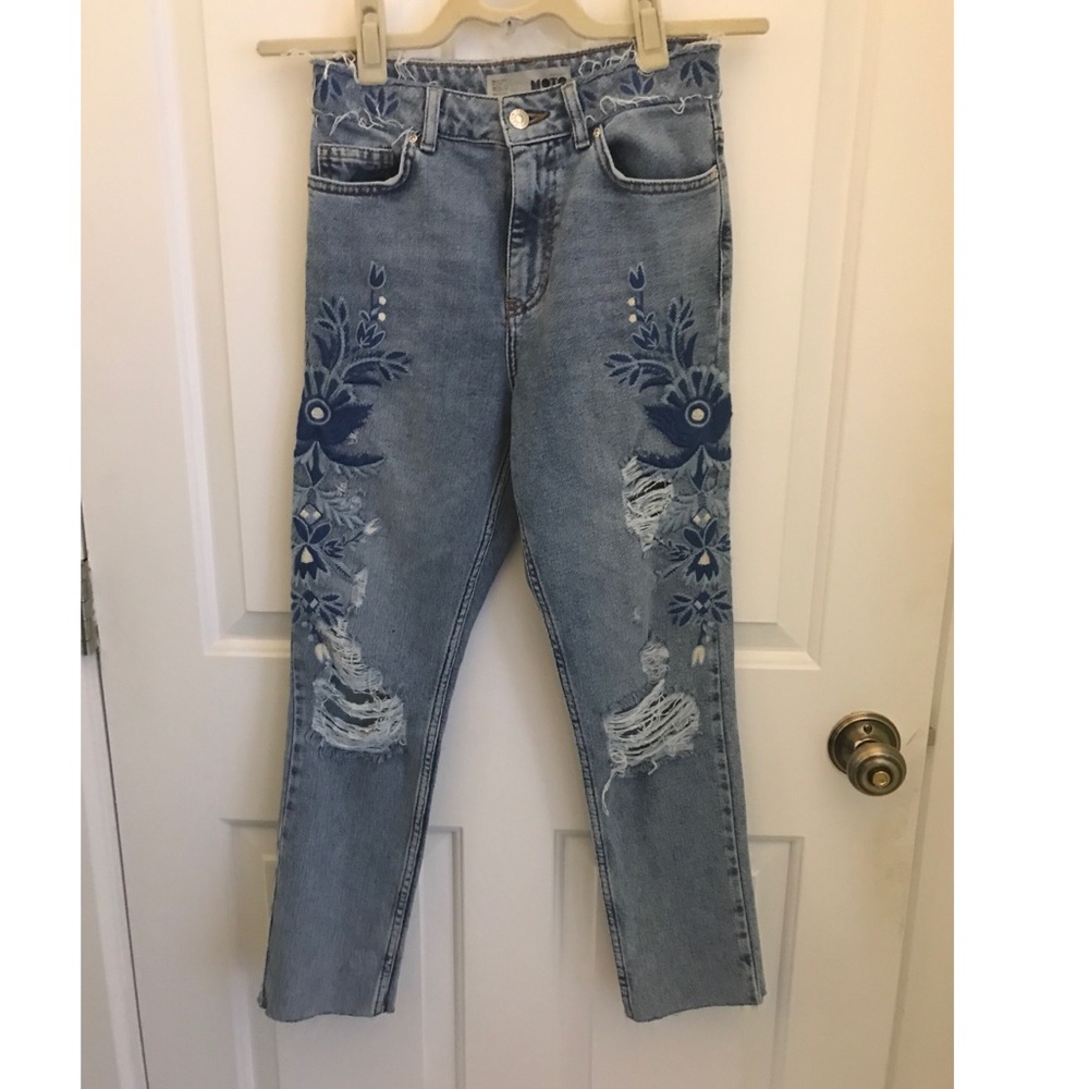 Topshop embroidered jeans