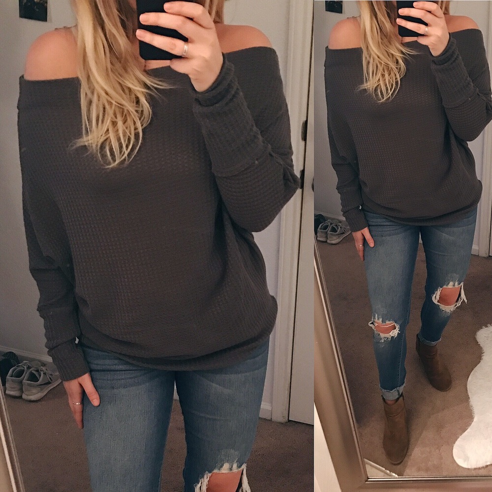 •Waffle Knit OTS Top•
