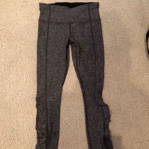 Heathered grey ruffled Lululemon leggings