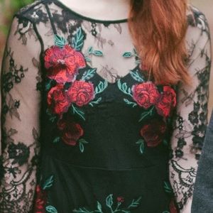 Embellished Embroidered Lace Floral Dress 