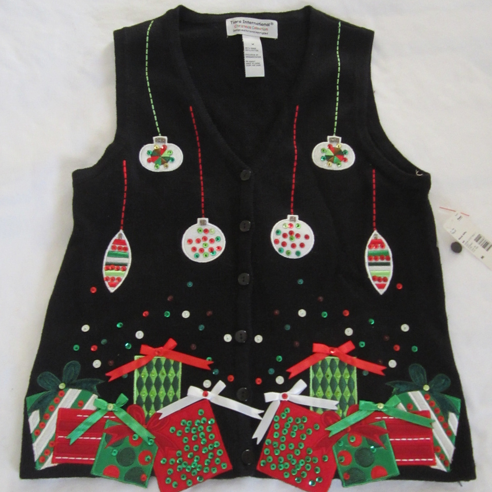 Black Women's Christmas Sweater Vest size M NWT